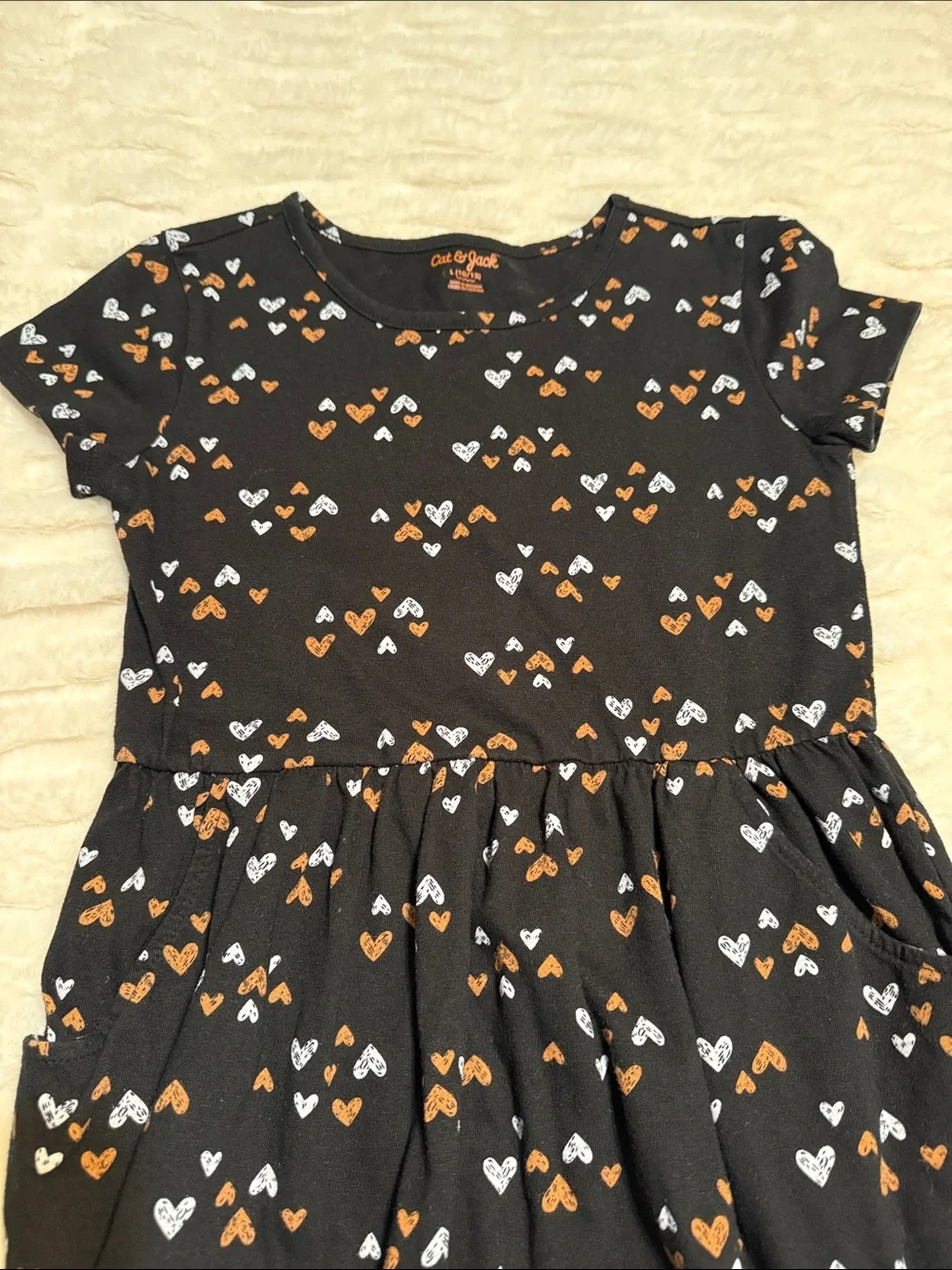 Cat & Jack Black Heart Print Dress and Mint Cat Print Dress